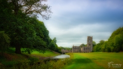 A photograph of Fountains Abbey in North Yorkshire.