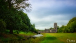 A photograph of Fountains Abbey in North Yorkshire.